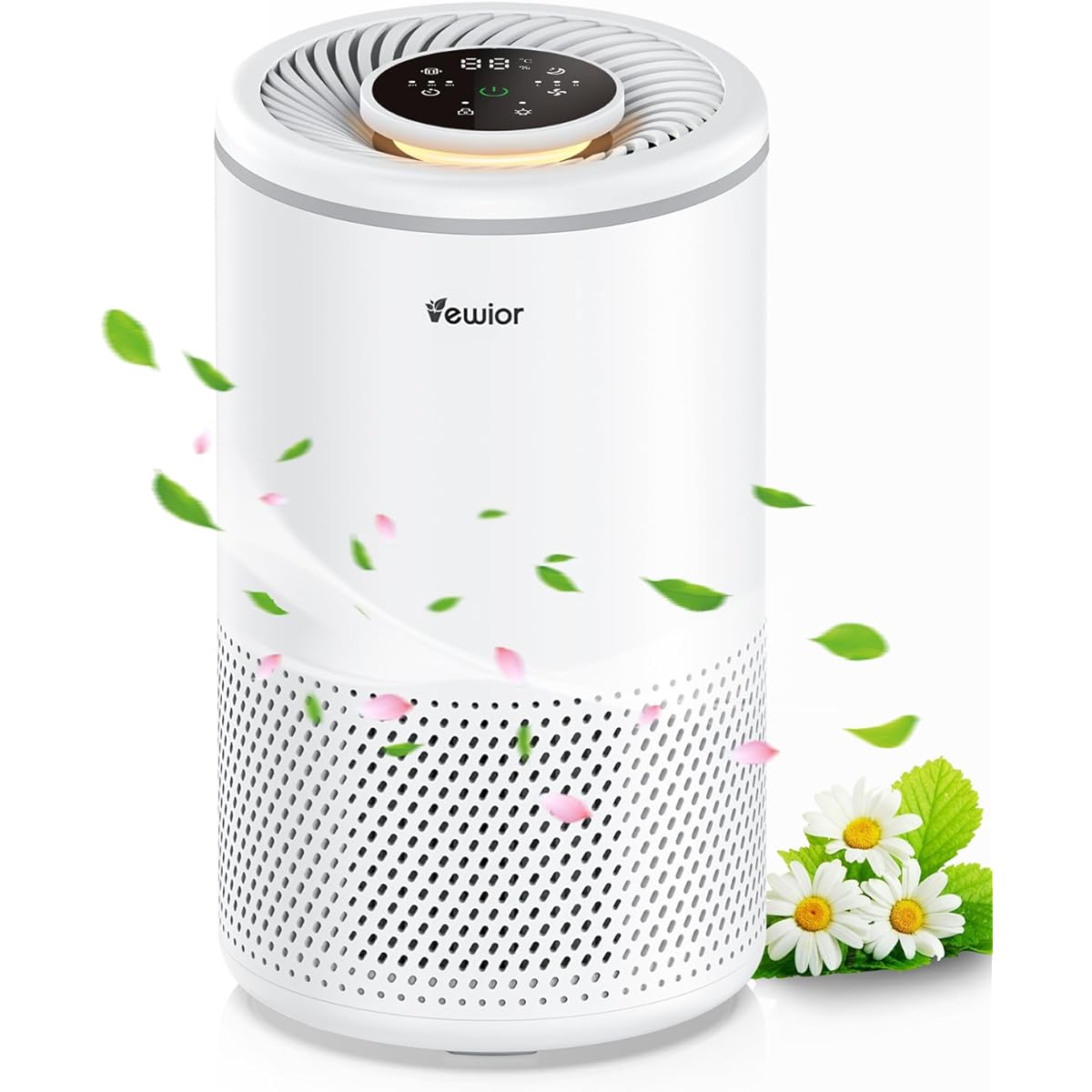 VEWIOR Air Purifier, 2024 Newest Small, Tabletop, Energy Saving Countermeasures, Pollen Prevention, Temperature and Humidity Indicator, Energy Saving, Deodorization, Disinfectant, Sleep Mode, Timer