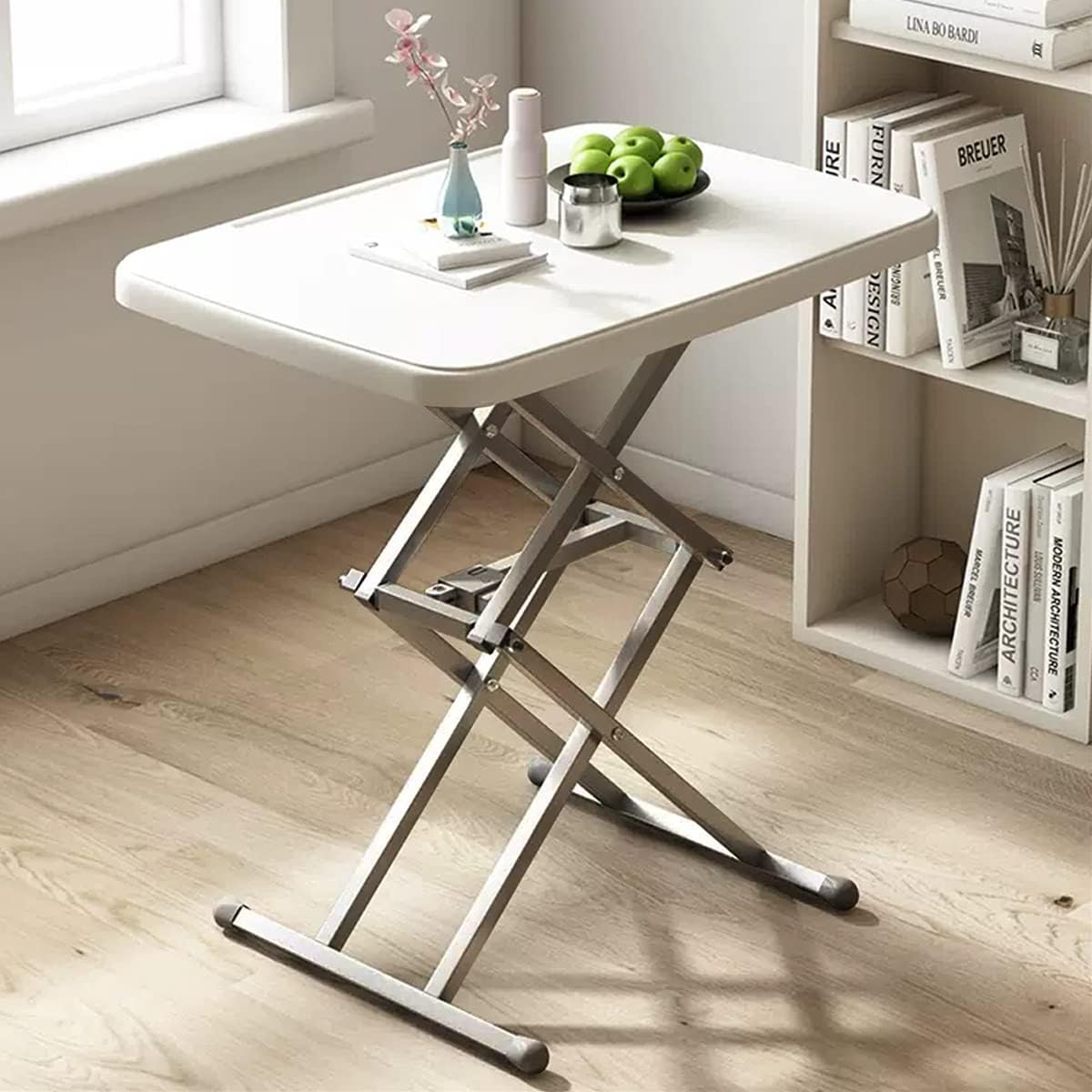 Side Table, Folding Table, Study Desk, Portable, Alloy Legs, Ultra Light, Mini, Compact, Computer, Office, BBQ, Camping, Picnic, Load Capacity: 50kg, Width 63 x Depth 45 x Height 34-68cm