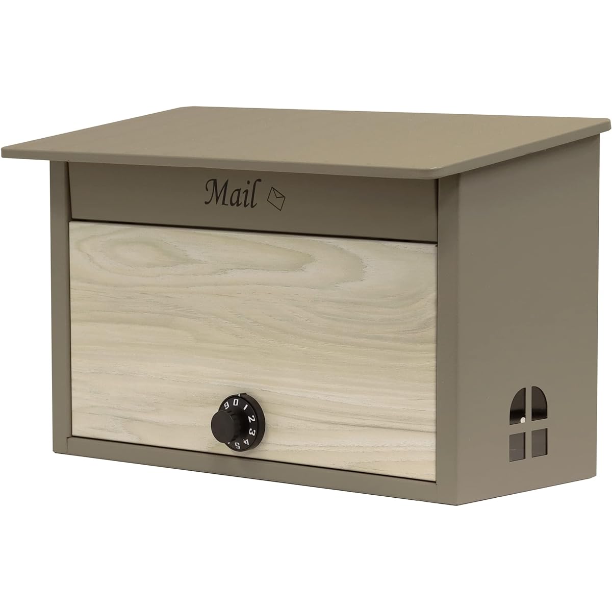 MOJYU Wall Hanging Post Lia Milk Tea Beige/White Wood Grain WM-102 Post Mail Box Stylish Mailbox Delivery Box Scandinavian Style with Lock Wall Hanging Entrance Home Use