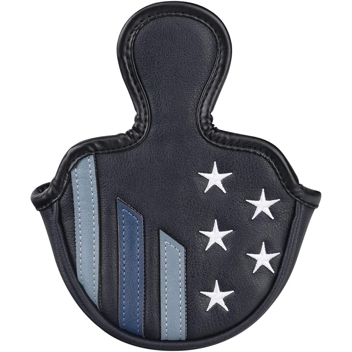 CRAFTSMAN Golf Putter Cover Compatible with Small Mallet Type Compatible with Side Shaft Club Head Cover Magnetic Closure Star Embroidery Synthetic Leather Dark Blue
