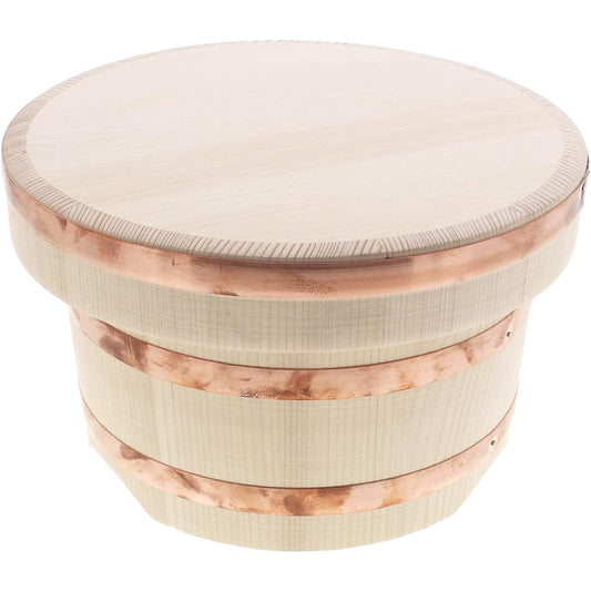 Tachibana Container, Edo Bitsu, Copper Tag, Rice Stand, Made in Japan, Approximately 3 Cups, Natural