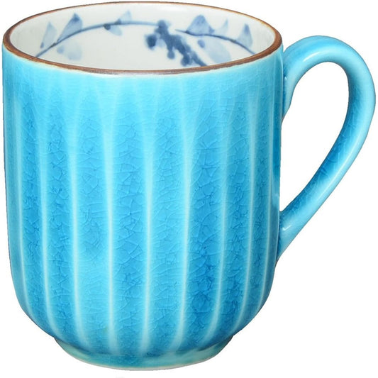 Kyoto ware, Kiyomizu ware, pottery kiln, mug, interdigital arabesque (green onion) KTA948