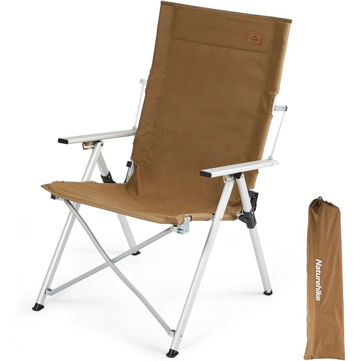 Naturehike Official Shop Outdoor Chair Load Capacity 140kg 3 Levels Adjustable Angle Compact High Back Backrest Foldable Reclining Chair Easy to Carry Durable BBQ Camping Cherry Blossom Viewing Climbing Barbecue