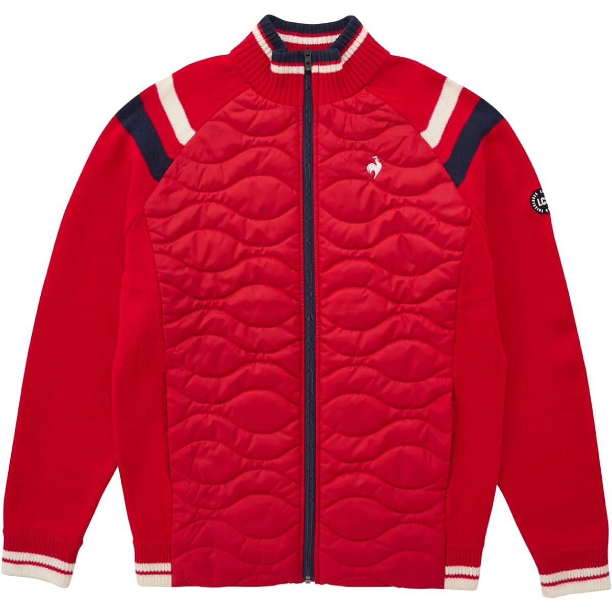 [Le Coq Sportif] Full Zip Cut and Sew Hybrid Sweater Thermal Body Heat Navi Warm Golf QGMWJL56 Men's
