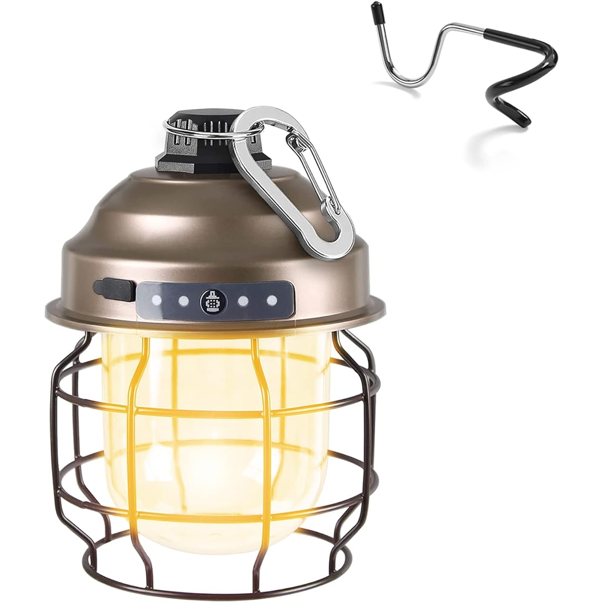 Lantern LED Rechargeable Railroad Lantern USB Rechargeable 18650 Battery 3600mAh [Antique/High Brightness/Practical Lighting 20 Hours/3 Lighting Modes/IPX4 Waterproof/Warm Color/Portable/Stepless Dimming] Outdoor Camping Mountain Climbing Night Fishing D