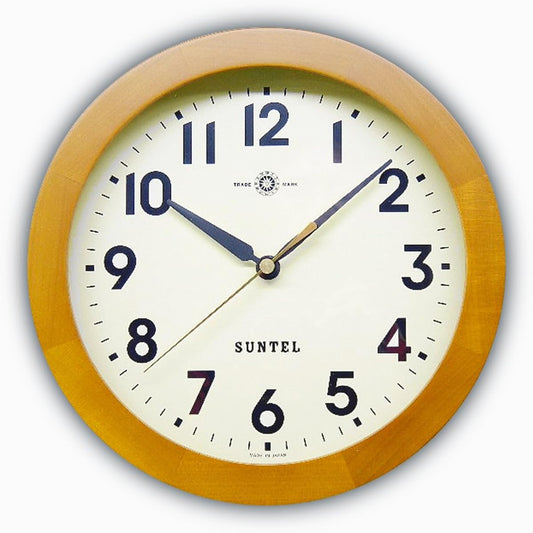 Suntel Wall Clock Brown Diameter 250 x 60mm Simple Radio Controlled Clock Arabic Brown SR01-BR A