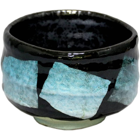 (Limited stock) Kutani ware Matcha bowl, Tenmoku Ginsai, light blue (with presentation box), pottery, made in Japan