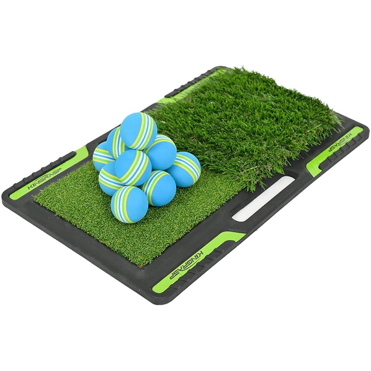 2-way approach practice mat, stays in place, with urethane ball for practice, approach, reverse direction, approach mat, golf practice equipment, golf mat, practice equipment, iron, fairway, indoor, outdoor, high quality artificial turf, swing practice,