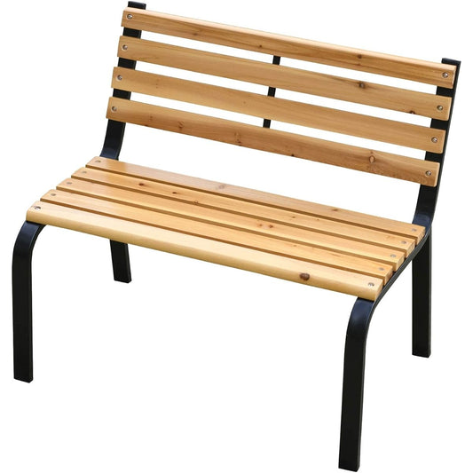 [Yamazen] Mini Garden Bench Width 80 x Depth 57.5 x Height 74.5 cm Steel Bench Park Bench Steel Natural Wood Garden Balcony Terrace Balcony Rest Area Smoking Area Garden Master KMB-80