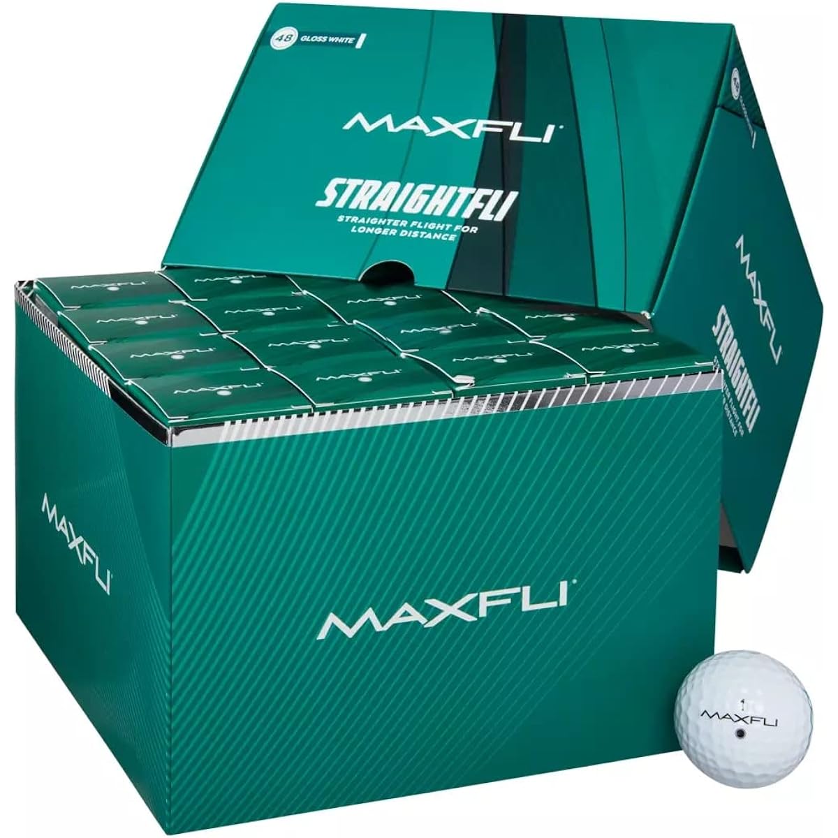 Maxfli 2023 Straightfli Gloss White Golf Balls 2023 Model - 48 Pack 4 Dozen 48 Pieces