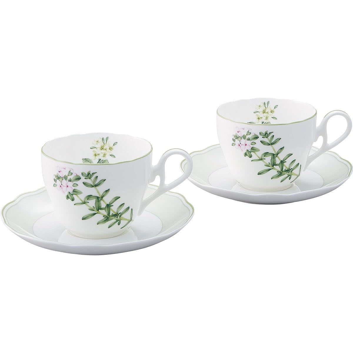 Noritake Cup & Saucer (Pair Set) (Coffee Tea) 250cc English Herbs Microwave Safe 2 Customer Time Bone China P97887/4942