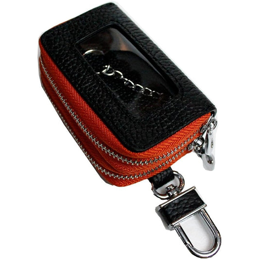 [AWESOME] Smart key case double zipper type with clear window Black x Orange ASK-CMW014