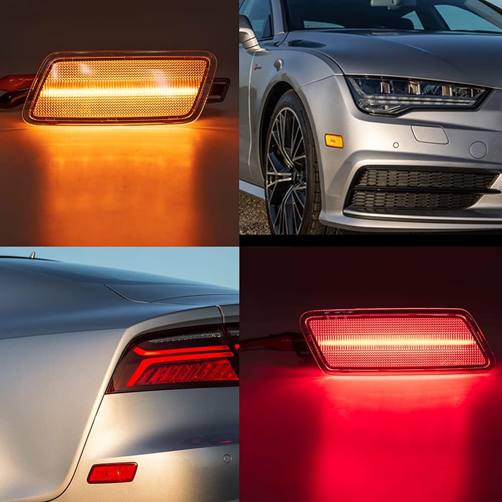 Full LED Amber/Red Front/Rear Side Marker Light 4 AUDI A7 QUATTRO S7 RS7 TDI Quattro Type 4G8 2012-2018 Smoke Lens Bumper Winker Light Exchange OEM side marker lamp