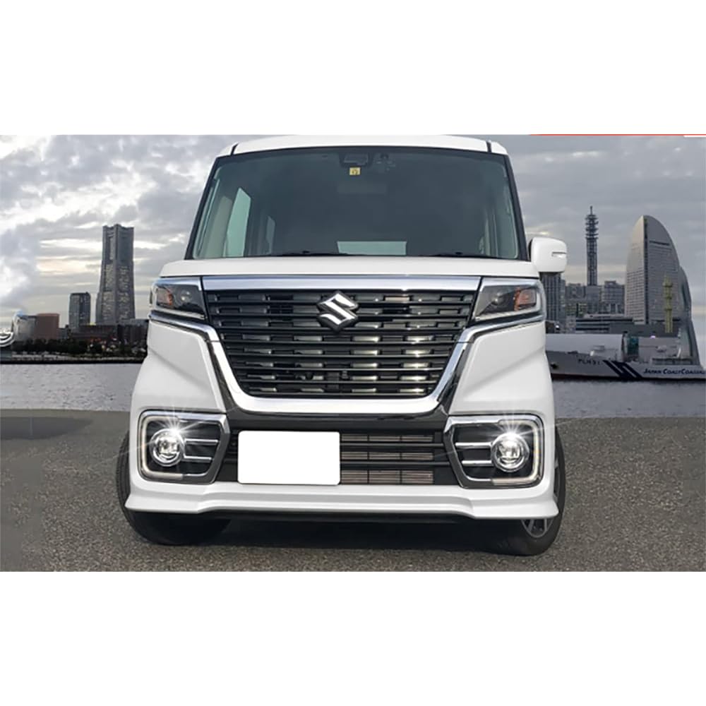 [HIGH FLYING] Suzuki Spacia Custom HYBRID XS Turbo Spacia Custom MK53S 2017-2021 Grille Down Molle Garnish & Front Fog Lamp Glossy ABS Dress Up Cover Rim 6pcs