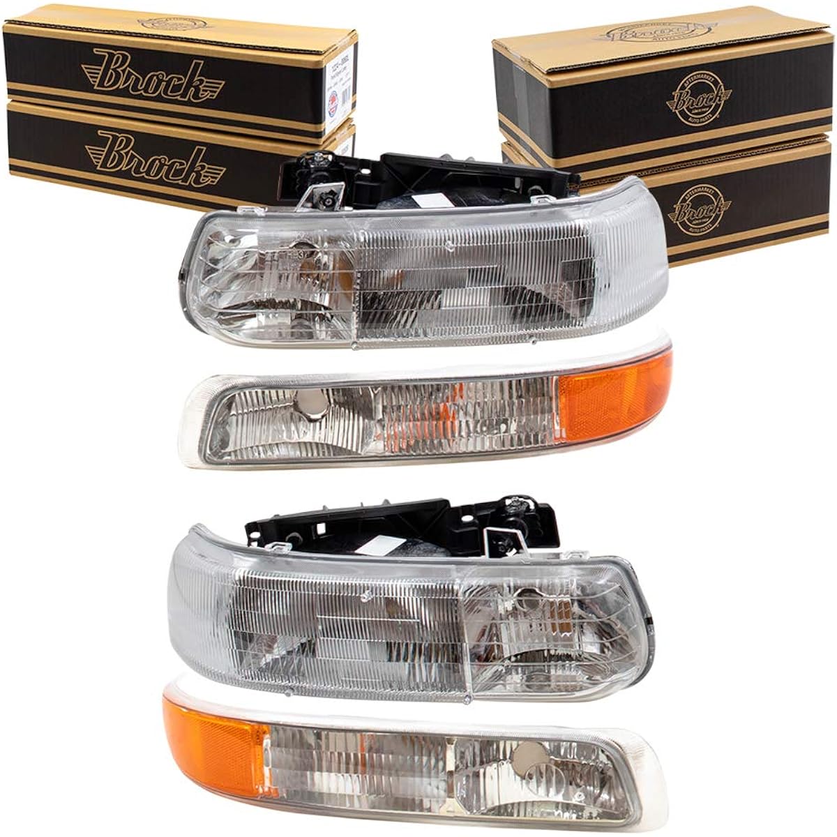 Aftermarket replacement set of 4 headlights & side signal marker lamp 2000-2006 TAHOE SUBURBAN 1999-2002 Silverado Pickup truck