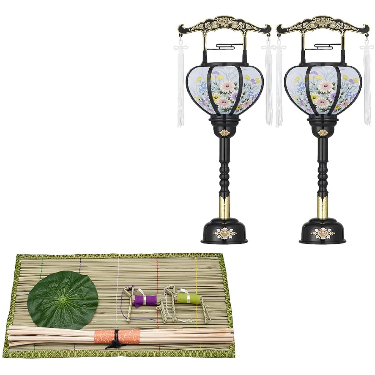 Butsudanya Takita Shoten [Bon lanterns/Bon supplies] First Bon set, New Bon set, Spirit lantern set ◆ A set necessary for First Bon decorations, New Bon decorations, Obon decorations, and First Bon (New Bon) decorations. [With certificate issued by Takit
