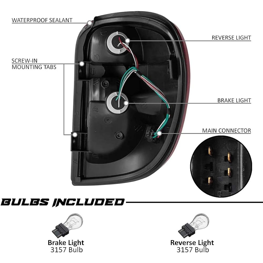 Tail Light 04-07 Dodge Caravan 04-07 Chrysler Town & Country Pair driver and passenger seat tail lamp set 68241335AA 68241334AA Replacement