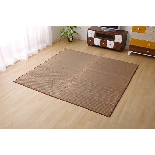 Ikehiko Corporation Igusa Rug Carpet 1.5 tatami mats Domestic F Solid Light Brown Approx. 140 x 200 cm Back: Urethane Simple #8213410