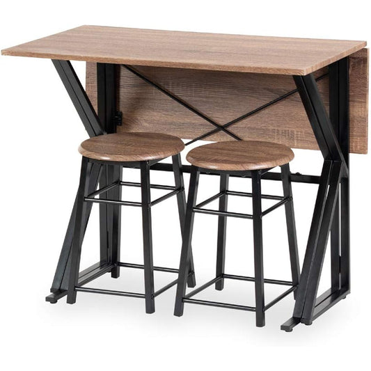 JK Plan Dining Table Set for 2 People Folding Width 90 Depth 45 Depth 75 Dark Brown UNI-0002-BKBR