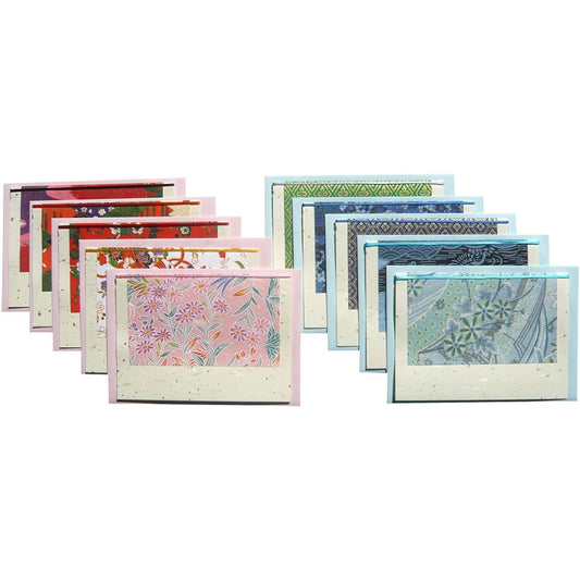 Yuzen Washi Greeting Cards in Various Patterns (50 Sets for Commercial Use)