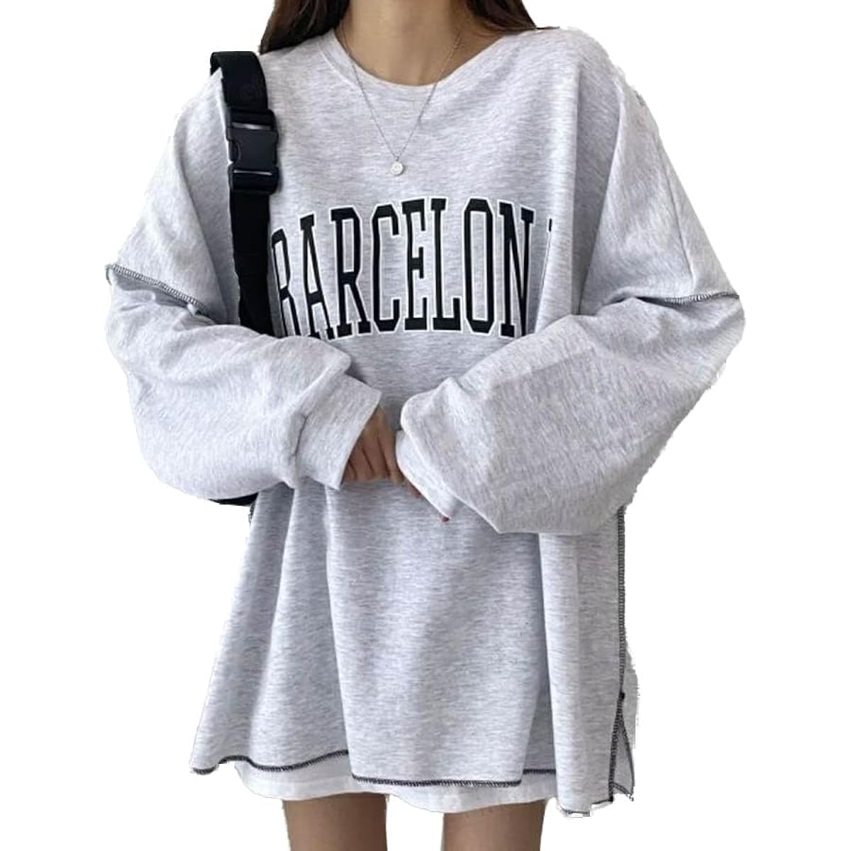 [MIRA MARIV] Made in Korea and imported directly from Korea BARCELONA College Logo Oversized Sweatshirt Sweatshirt Women's