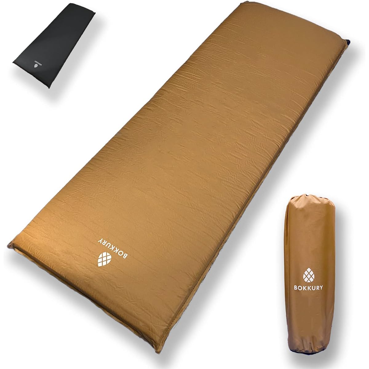 BOKKURY Inflator Mat Camping 8cm Extra Thick Sleeping in Car Disaster Prevention Air Mat Urethane (Coyote)