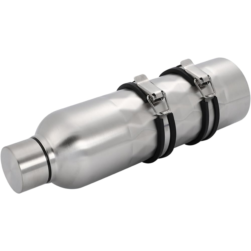 Motorcycle Emergency Tank Stainless Steel Carrying Can Spare/Reserve Tank 1.0L/1.5L Selectable External Gas Tank Fixed Band Included Touring Harley Chopper American Sportster etc. General Purpose Custom Product (1.5L/Scale Type)