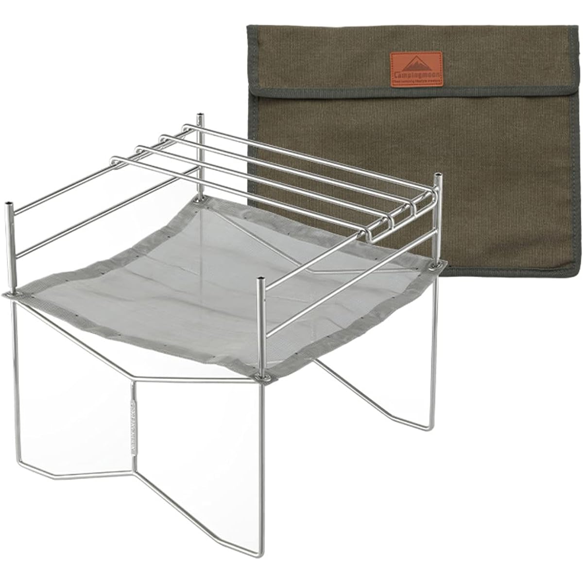 Camping Moon (CAMPING MOON) B4 type solo grill bonfire stand solo bonfire stand fire mesh all stainless steel 304 with canvas case SOLO-202