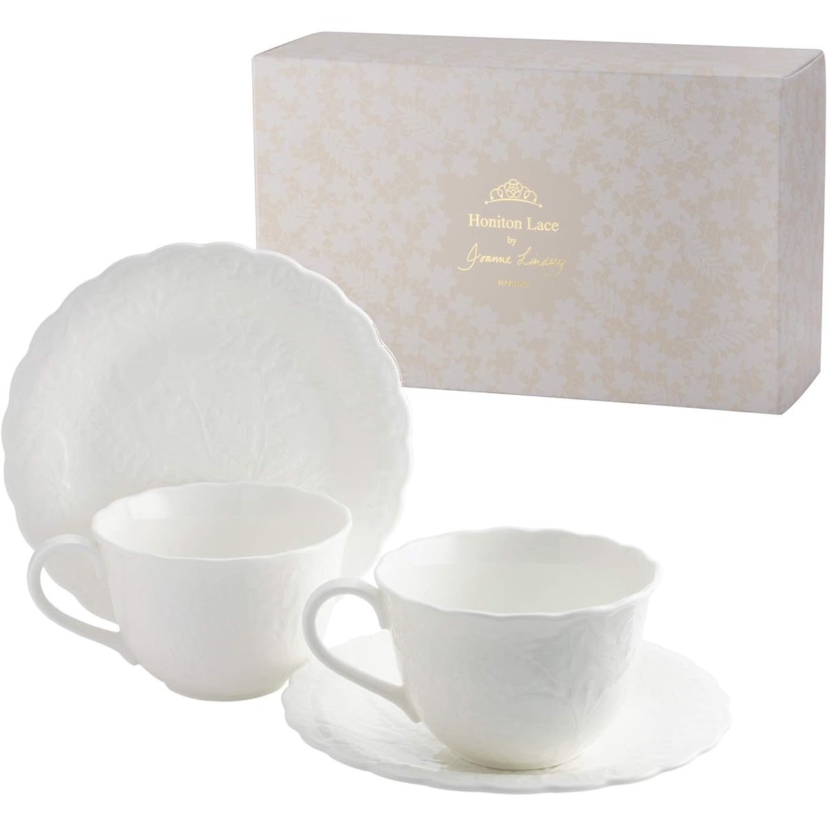 NARUMI Small Plate White Diameter 17cm Honiton Lace Bright 51952-23144 Pack of 4