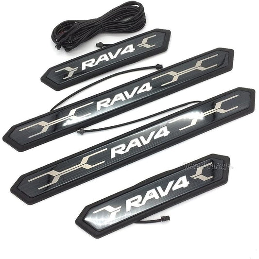Speed Garage Toyota RAV4 50 Series Exclusive LED Scuff Plate Side Sill Plate Door Sill Plate Entrance Mall Black Hairline for TOYOTA RAV4 Interior Dress Up Custom Parts
