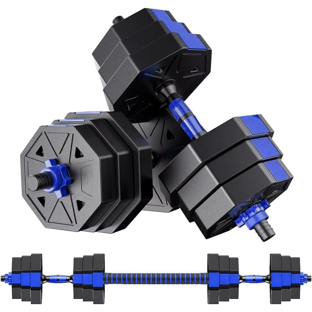 [Dumbell Adjustable 3in1] 10kg 20kg 30kg 40kg Set of 2 Dumbbells that can also be used as barbells Odorless material Quiet Octagonal dumbbells Non-rotating High safety BJ