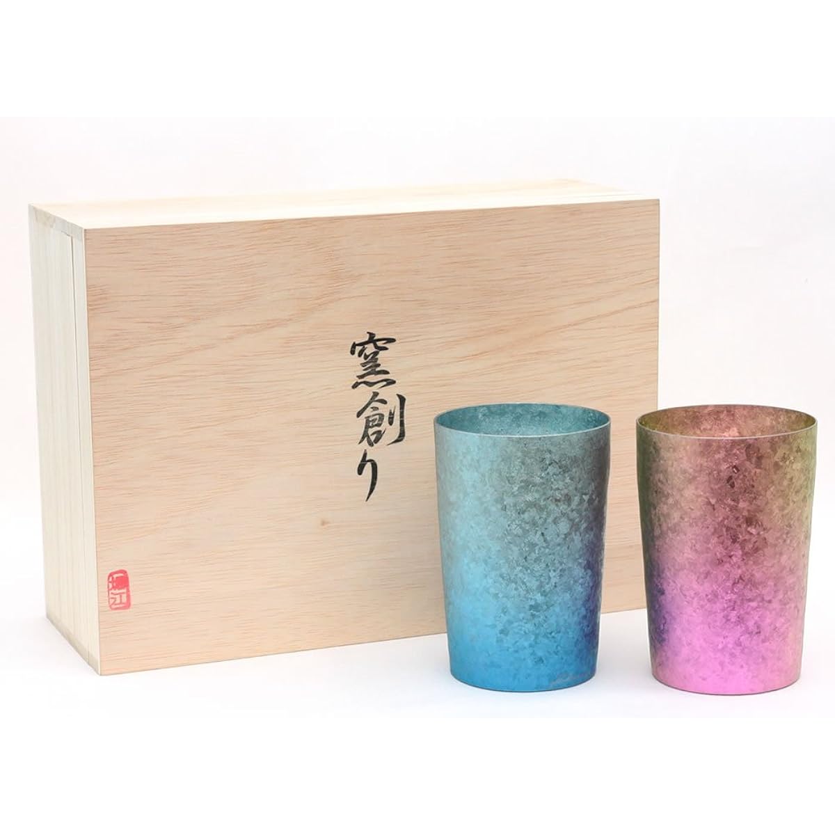 HORIE Made in Tsubame, Niigata Prefecture Titanium Double Tumbler Kiln Light 270cc Yui Blue x Pink 2 Color Set T09KM270WDSET