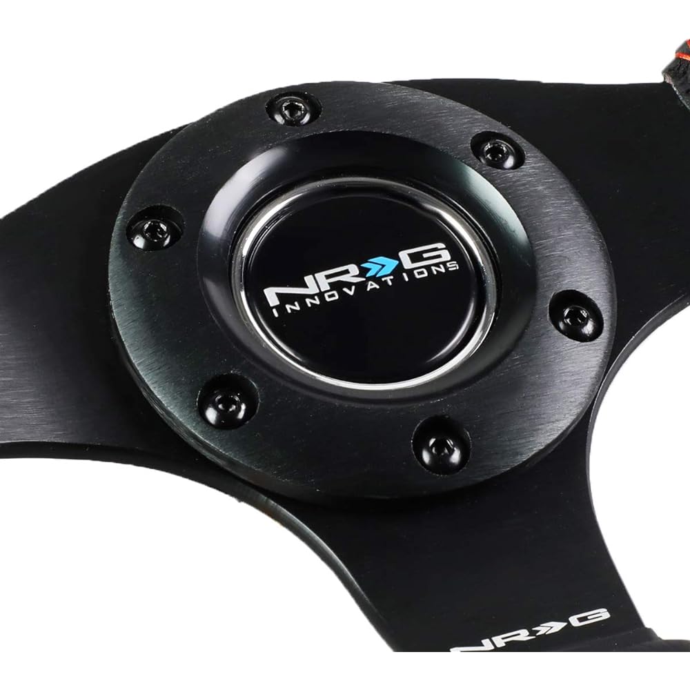 NRG Innovations RST-012R-RS reinforced steering wheel (320mm sports leather steering wheel red stitch)