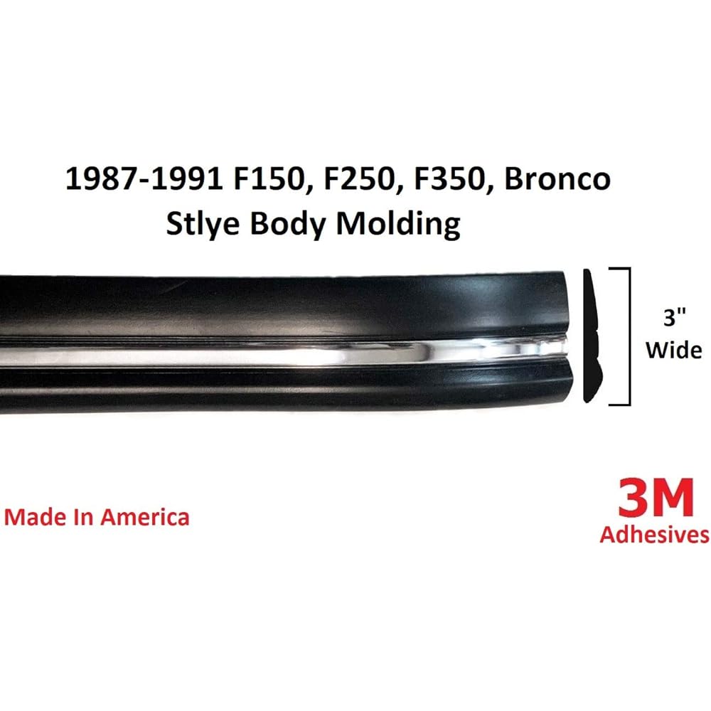 AUTOMOTIVE AUTHORITY LLC 1987-1991 Ford Black Chrome Side Body Trim Molding Locker Panel F150 F250 F350 BRONCO -3 inch Full Roll -24 FT 8791FBXX