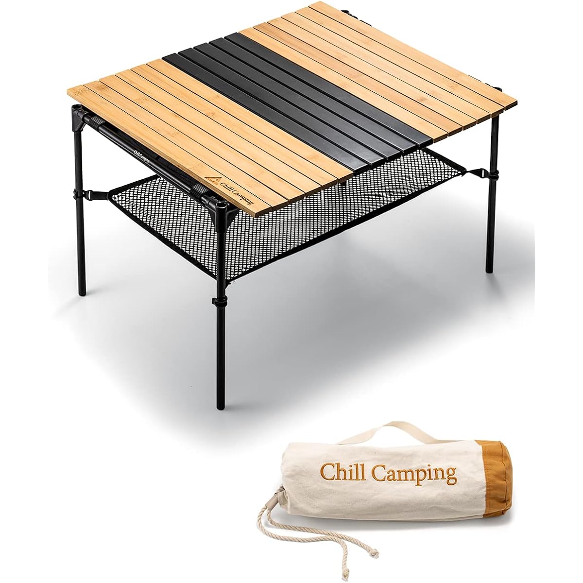 ChillCamping Wood Roll Table Camping Outdoor Compact Wooden (No Lantern Pole)