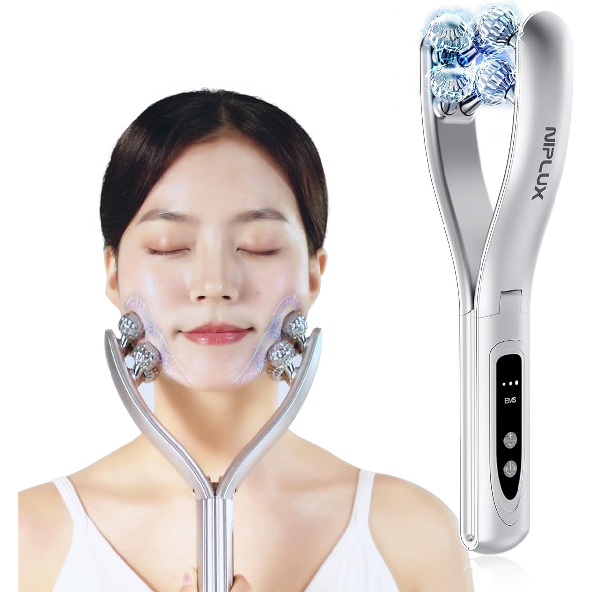 NIPLUX BEROLA Symmetrical Lift Care Facial Roller EMS Facial Beauty Device Radio Frequency RF Small Face Roller Face Roller Beauty Roller For Face & Body Beauty Goods Small Face Goods Niplux Nisso Plus