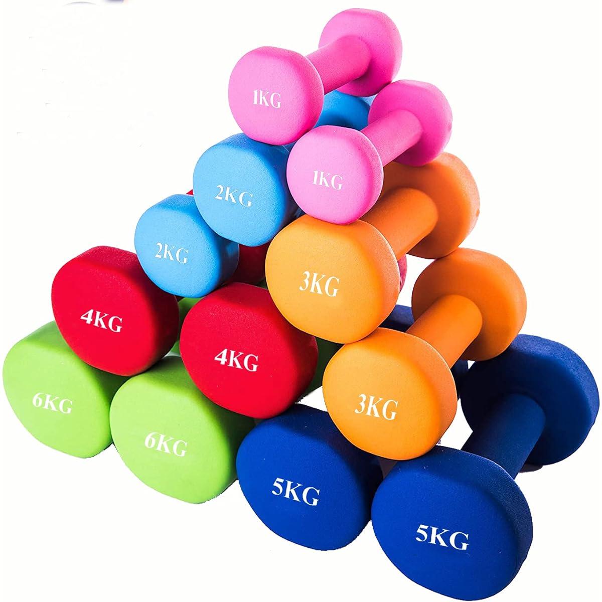 MOJEER Dumbbell [Set of 2 1kg 2kg 3kg 4kg 5kg 6kg 8kg10kg] [8 colors to choose from] Muscle training diet iron array soft coating