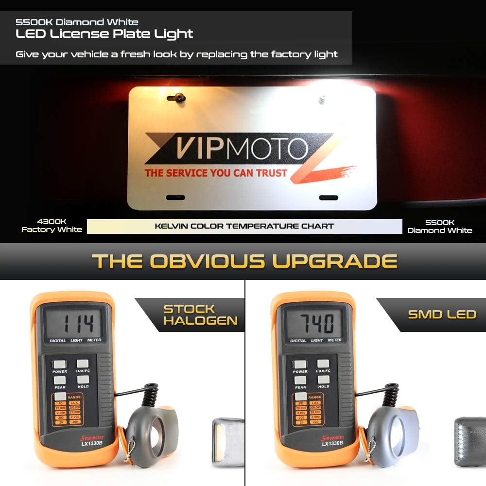 VIPMOTOZ Full LED license plate Light Cadillac Escaled Chevrolade Sylvalard 1500 2500 3500 Subaru Taho GMC Sierra 1500 2500 3500 Yukon XL Tag Lamp Assembly replacement
