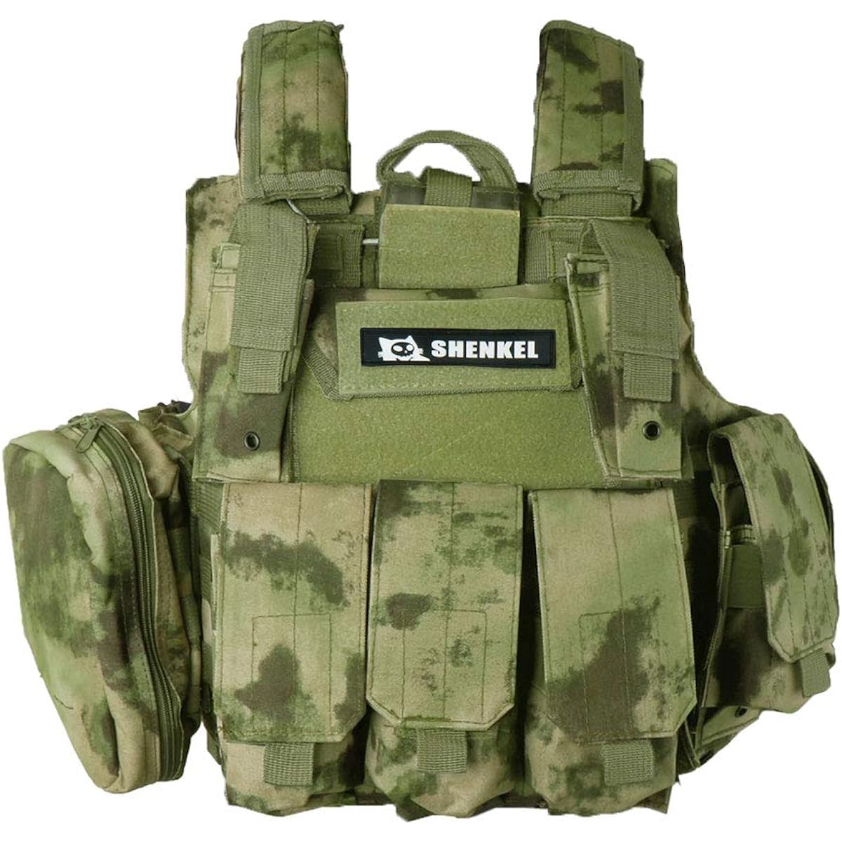 SHENKEL tactical vest waving compatible complete set (CIRAS type) VAR.01 size adjustable 6 types of pouches included A-TACS FG vest-001fg
