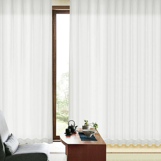 [Curtains won't give me] [Size 1517] Heat-insulating curtains with 42% insulation effect "Cool summer" Light white curtains to counter the heat in your room Combining the best of drape and lace Size: (width) 100cm x (length) 200cm x 2 Pieces / A hook