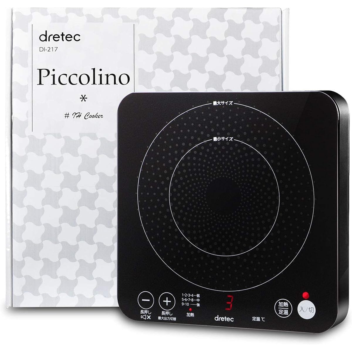 dretec IH Cooking Heater Stove, Single Use, 1 Burner, Heater, Tabletop Stand, Small, Compact, Portable, Stylish