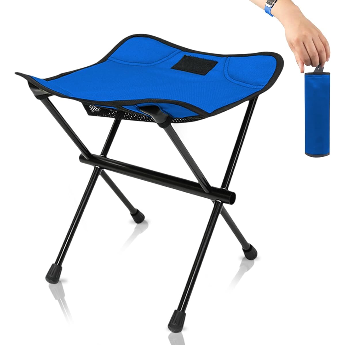 HADUKI Outdoor Chair, Folding Chair, Camping Chair, 3-Way Use, Compact, Ultra Lightweight, Load Capacity 100kg, Aluminum, Portable, BBQ, Fishing, Climbing, Camping, Park Lunch, Sports Day, Outdoor/Indoor Folding Chair (Blue, 1 Pack)