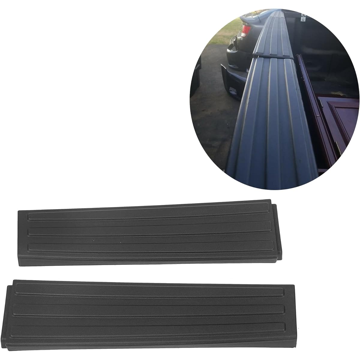 ECOTRIC Flex Step Side Tail Gate Molded End Cap Cover Replacement 9L3Z-9941018-AA 9L3Z-9941018-AA & 9L3Z-9941019-AA 2 Pieces Right & Left Black