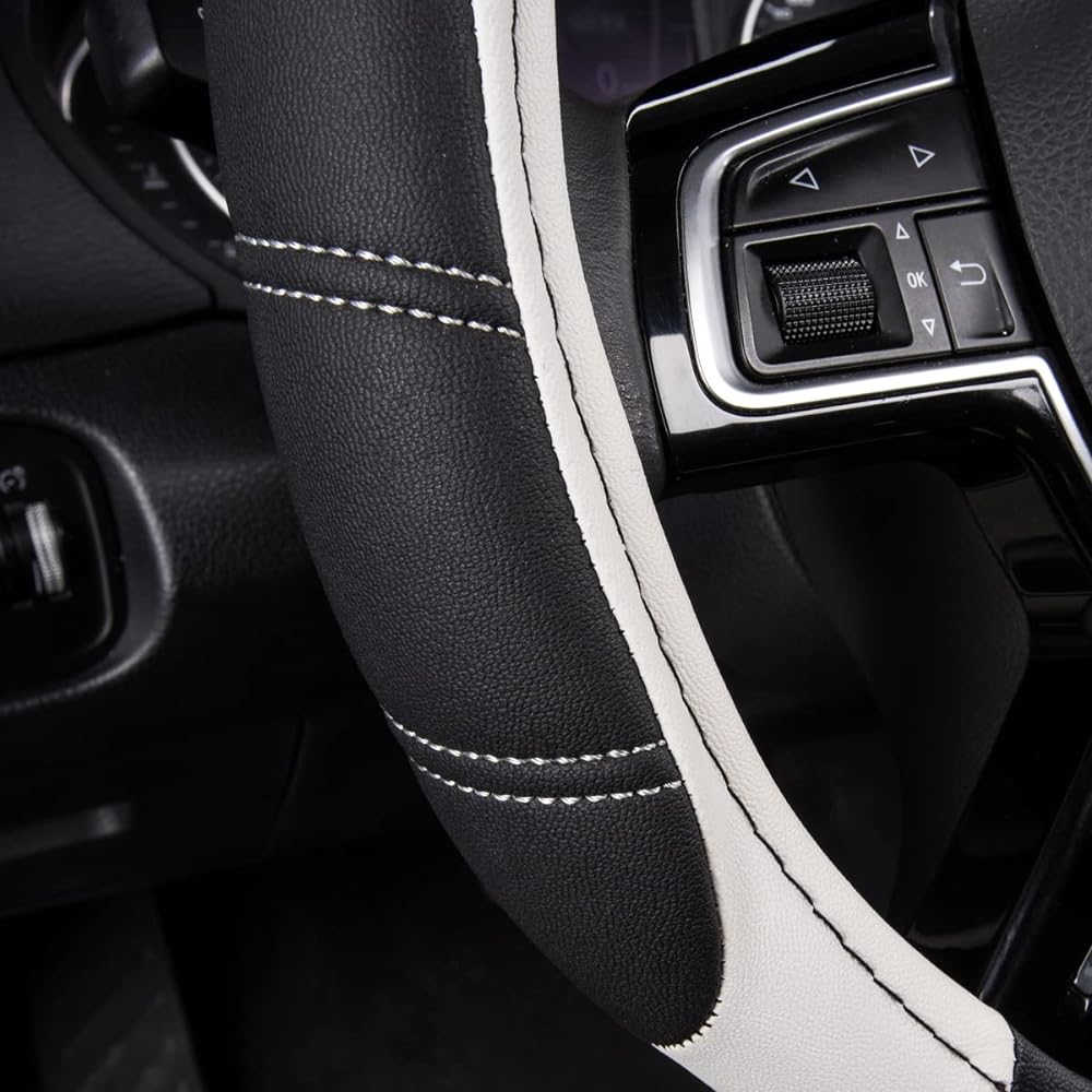 CAR PASS Rhinelider Leather Universal Steering Wheel Cover conforms to trucks, SUVs, and cars (gray)
