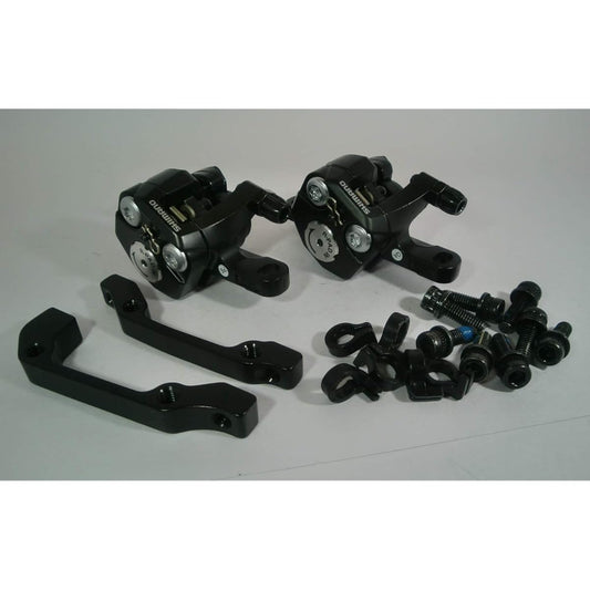 Shimano road bike mechanical disc brake BR-R317 black front and rear set IS mount adapter included 963