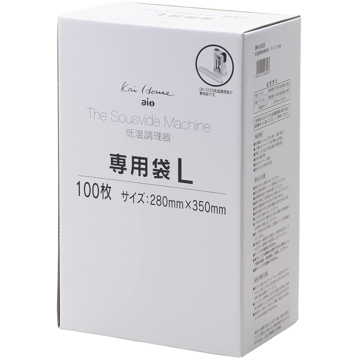 Kai House DK5133 Kai House AIO sousvide Low temperature cooker dedicated vacuum bag L size 100 pieces