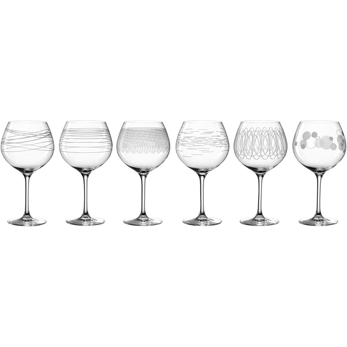 LEONARD Burgundy Glass Set of 6 Casella 061800 Clear