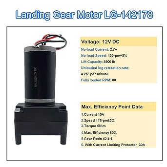 ELECTRIC RV Landing Gear Motor LG-142178 Lipper, Stromberg, Venture & ATWOOD capacity 5500 pounds M-9000-PK 142178 Black