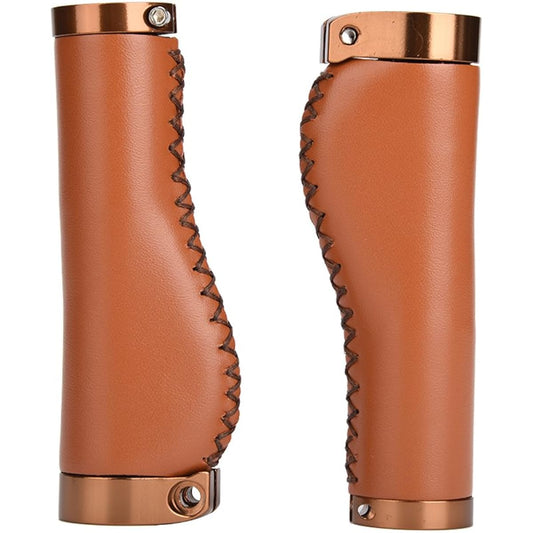 Asixx Bike Grip, Bicycle Handle Grip, PU Leather, Ergonomic Design, Easy to Grip, Easy to Install, Left and Right Set, 2 Colors