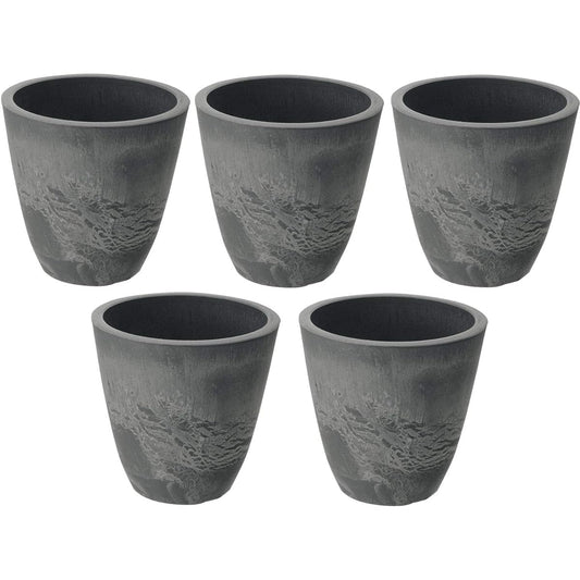 Richell Pot Planter Botany Plain Pot 15 Type Diameter 15.3 x Height 15.1cm 000645 Dark Gray 5 pieces